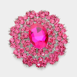 Fuchsia Oval Stone Brooch Pin