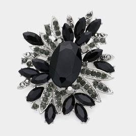 Black Flower Stone Brooch Pin