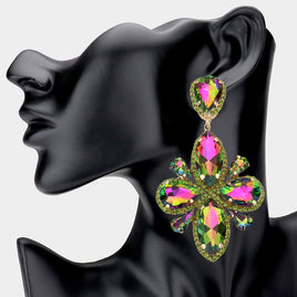 Floral Stone Vitrail Statement Earrings