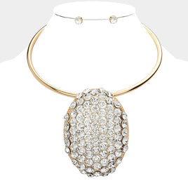 Chunky Gold Cluster Pendant Necklace Set