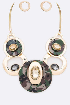 Camo Statement Necklace Set