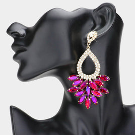 Purple Cluster Stone Statement Earrings