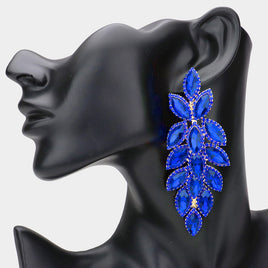 Royal Blue Dangle Vine Statement Earrings