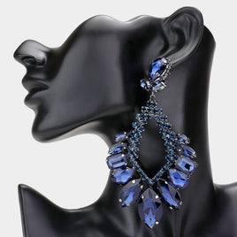 Dark Blue Stone Statement Earrings