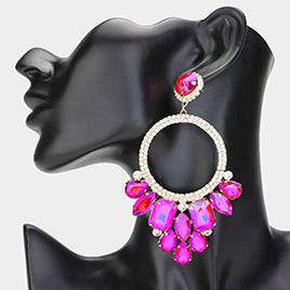 Fuchsia Dangle Stone Statement Earrings