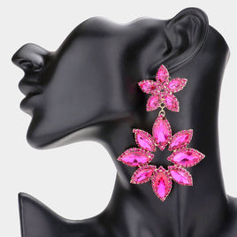 Fuchsia Floral Marquise Stone Earrings