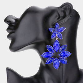 Royal Blue Floral Marquise Stone Earrings