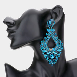 Teal Stone Statement Earrings