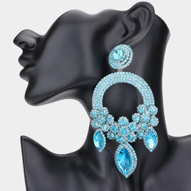 Light Blue Stone Statement Earrings