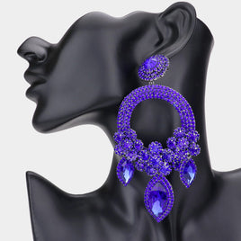 Royal Blue Stone Statement Earrings