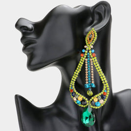 Multi-Color Stone Chandelier Statement Earrings