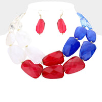 
              Red, White, and Blue Tiered Necklace Set
            