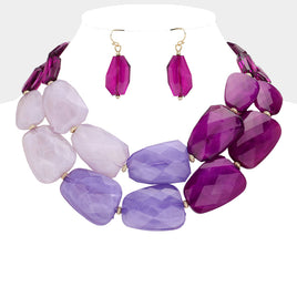 Purple Tiered Necklace Set