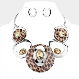 Leopard and Stone Necklace Set