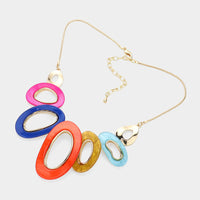 
              Multicolor Oval Marbled Necklace Set
            