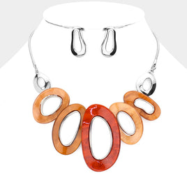 Orange and Rust Oval Necklace Set