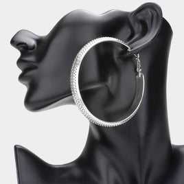 Silver Textured Hoop Earrings