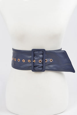 Navy Blue Leather Belt