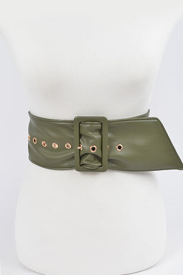 Olive Green Leather Belt