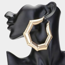 Gold Bamboo Hoop Earrings