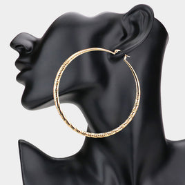 Gold Textured Hoop Earrings