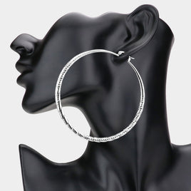 Silver Textured Hoop Earrings