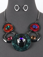 
              Multi-Color Circle Stone Necklace Set
            