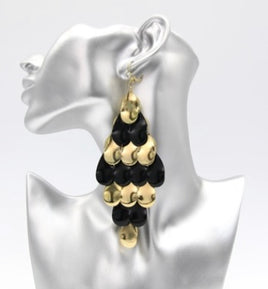 Black and Gold Layered Earrings