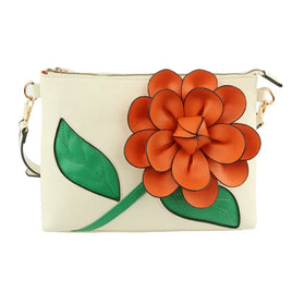 Orange Flower Clutch Crossbody Handbag