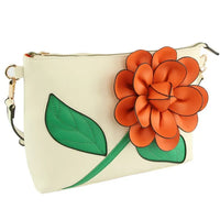 
              Orange Flower Clutch Crossbody Handbag
            