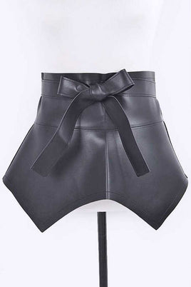 Black Faux Leather Peplum Belt