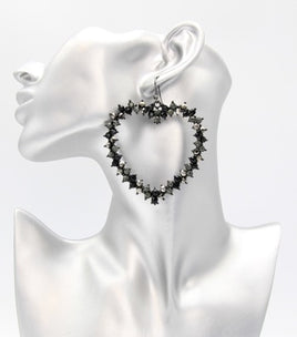 Black and Hematite Heart Earrings