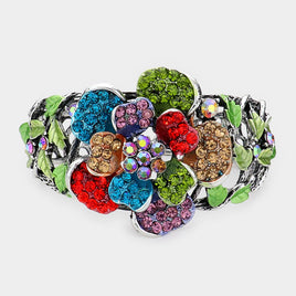 Multicolor Floral Stone Hinged Bracelet