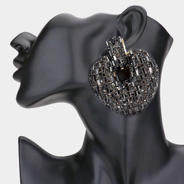 Black Embellished Heart Earrings