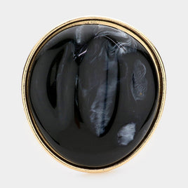 Black and Gold Marble Hinged Bracelet