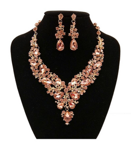 Rose Gold Stone Necklace Set