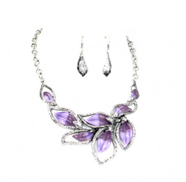 Lavender and Purple Leaf Necklace Set