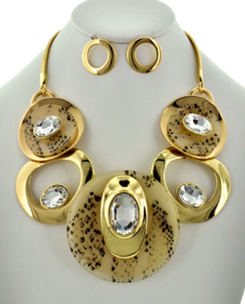 Snake and Gold Circle Linked Necklace Set