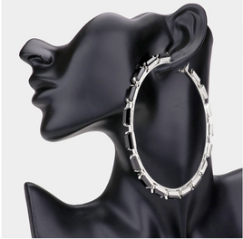 Black Stone Hoop Earrings