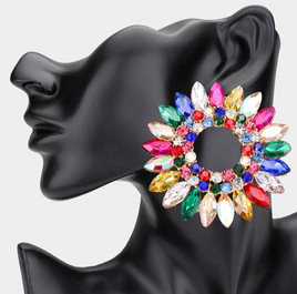 Floral Stone Multicolor Earrings