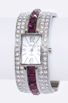 Purple Rhinestone Fashion Watch