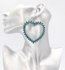 Teal Stone Heart Earrings