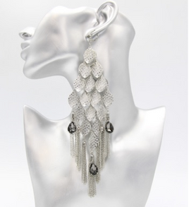 Silver Long Fringe Earrings