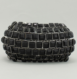 Black Block Stone Bangle Bracelet