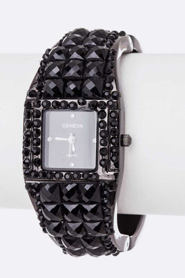 Black Jeweled Fashion Watch
