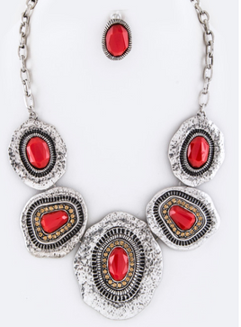 Coral Stone Necklace Set