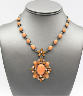 Orange Flower Pendant Necklace