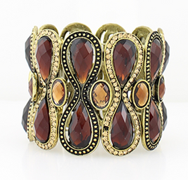 Brown and Gold Stone Stretch Bracelet