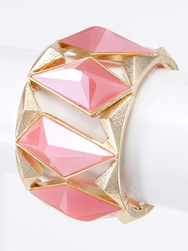 Pink and Gold Triangle Stretch Bracelet