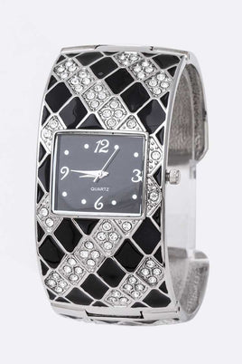 Black Rhinestone Fashion Watch